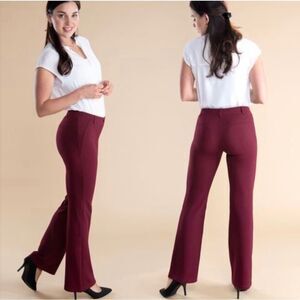 Betabrand Bootcut Classic Dress Yoga Pants Burgundy
